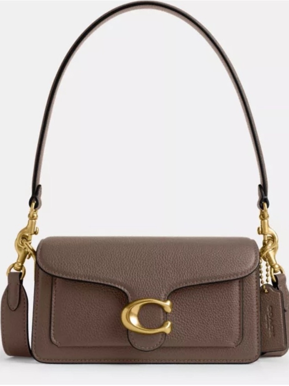 Coach Tabby Shoulder Bag 20 Polished Pebble Leather Brass Dark Stone